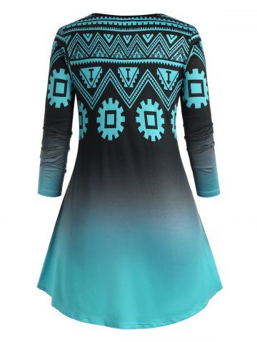 Plus Size Ombre Color Geometry T Shirt
