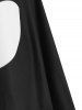 Robe d'Halloween Haute Basse à Imprimé Squelette sans Manches - Noir M