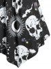 Robe Asymétrique à Imprimé Crâne Etoilé avec Nœud Papillon 2 en 1 - Noir M