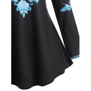 

Plus Size Floral Print Swing T Shirt, Black