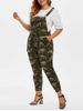 Plus Size Camo Print Overall Jumpsuit -  