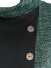 Plus Size Asymmetrical Cowl Neck Bicolor Pocket Knit Tee -  