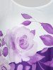 T-shirt Grande Taille Floral Croisé à Épaule Dénudée - Iris Pourpre L