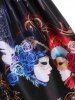 Bowknot Floral Face Fireworks Print Lace Panel Dress -  