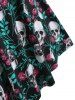 Plus Size Halloween Skull Rose Print Flare Dress -  