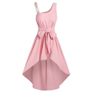 

Chain Strap High Low Tank Top, Pink