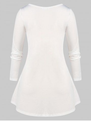 Plus Size Halloween Skull Keyhole Tie Dye Tunic Tee