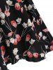 Floral Print V Neck Ruffled Wrap Dress -  