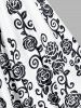 Robe Mi-Longue Ligne A Fleur Contrastée de Grande Taille - Rose clair L