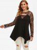 Lace Panel Handkerchief Ladder Cut Out Plus Size Tunic Top -  