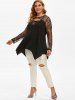 Lace Panel Handkerchief Ladder Cut Out Plus Size Tunic Top -  