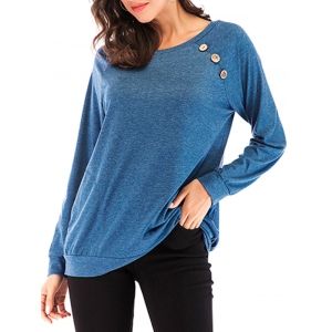 

Raglan Sleeve Mock Button Pocket Sweatshirt, Blue