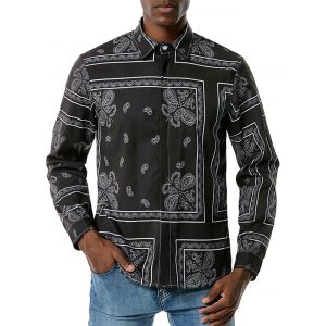 

Paisley Pattern Vintage Long Sleeve Shirt, Black
