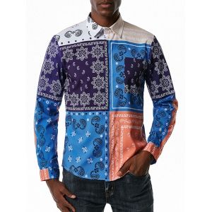 

Paisley Pattern Colorblock Long Sleeve Leisure Shirt, Multi