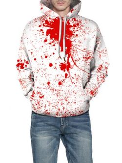Halloween Blood Splash Print Hoodie - WHITE - S
