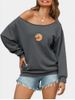 Skew Collar French Terry Sunflower Graphic Sweatshirt -  