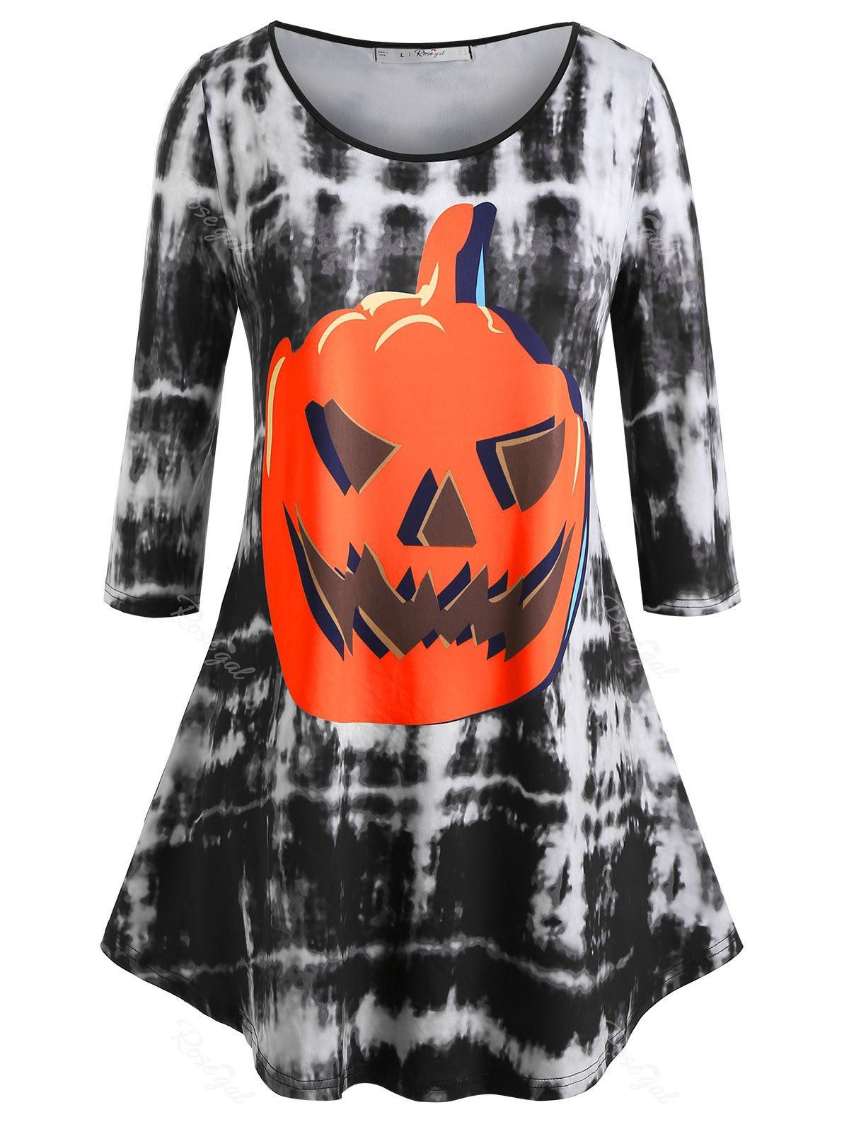 Halloween Tie Dye Pumpkin Print Tee 