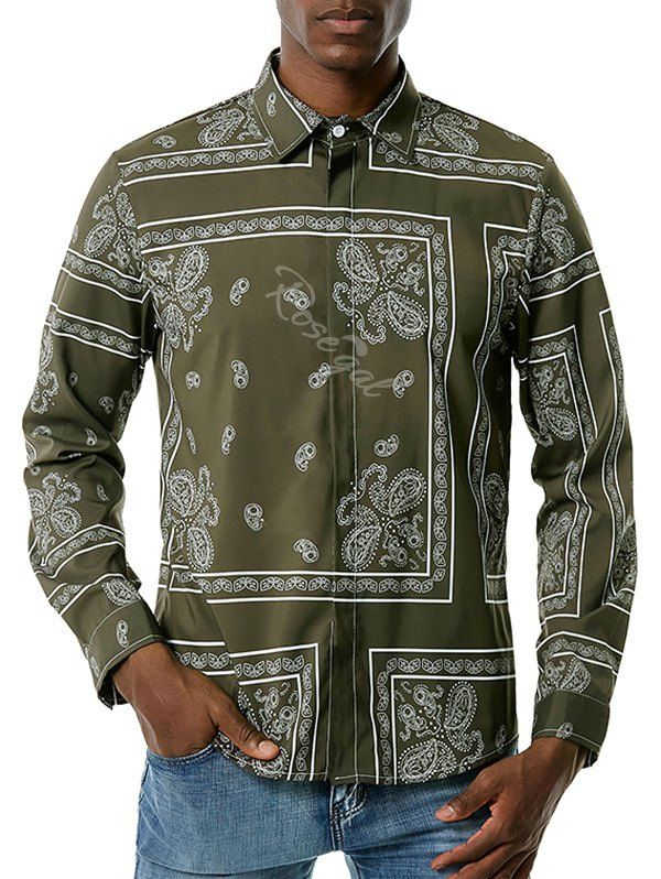 casual long sleeve paisley vintage shirt
