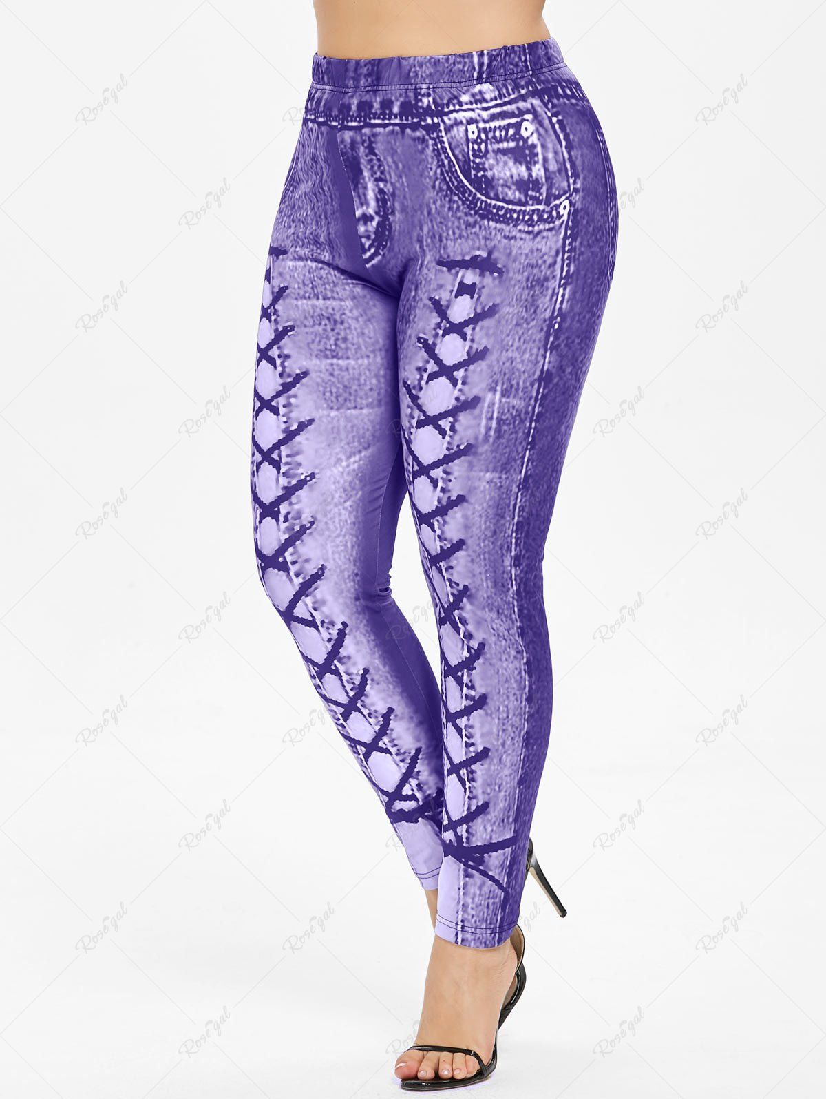 Plus Size High Waisted 3D Printed Leggings
