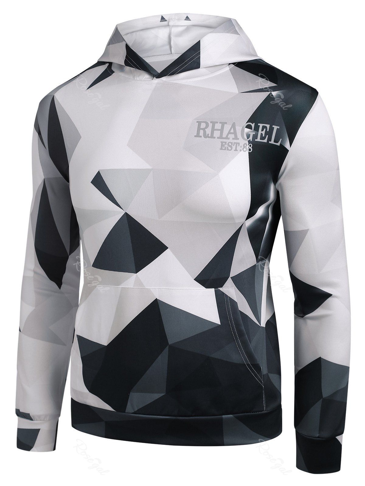 

Diamond Geometric Letter Print Hoodie, White