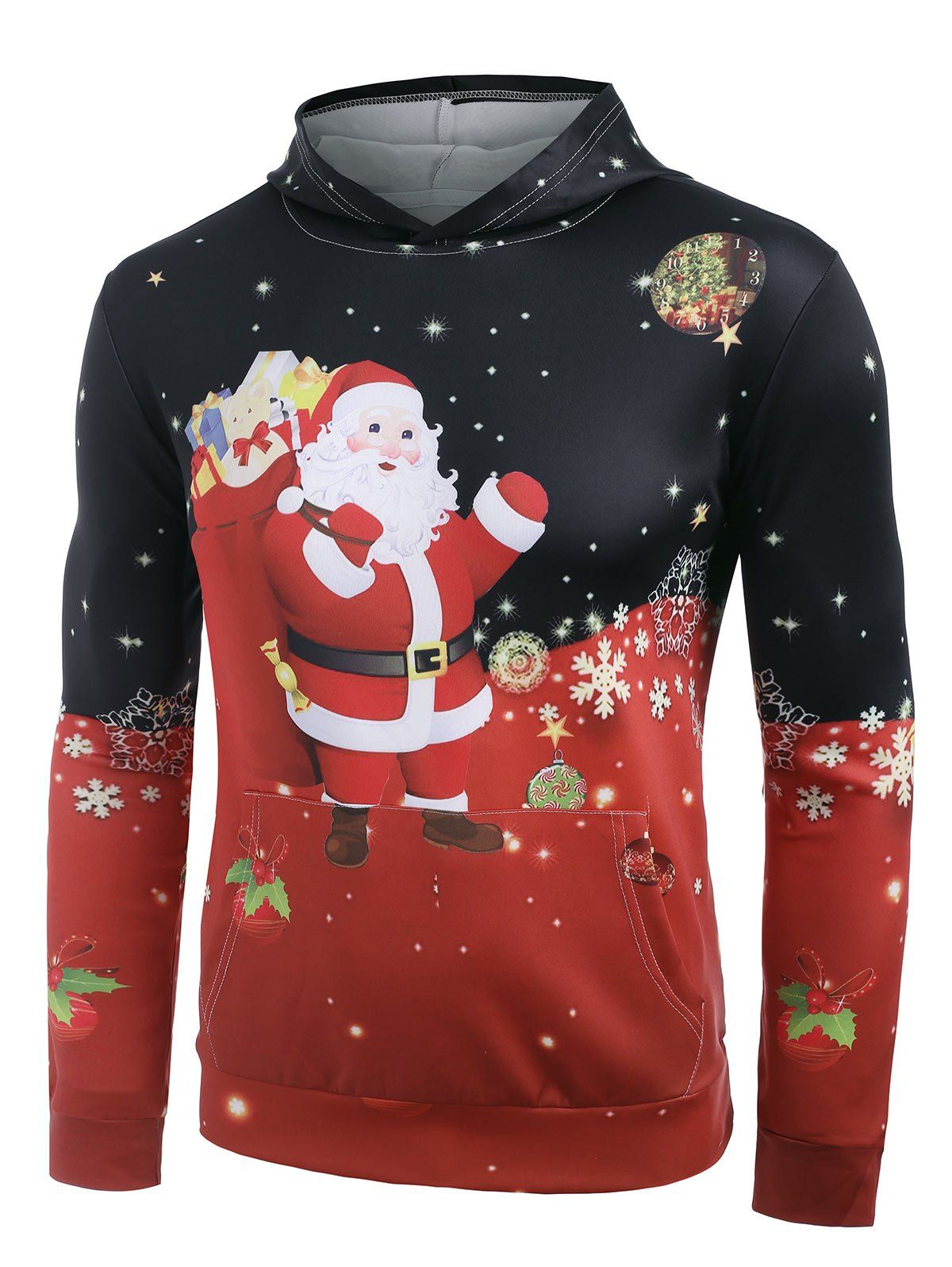 

Christmas Santa Claus Snowflake Print Hoodie, Ruby red