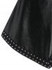 Rivet Detail Asymmetric Self Tie Faux Leather Skirt -  