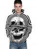 Distorted Skull Pattern Front Pocket Drawstring Hoodie -  