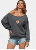 Skew Collar French Terry Sunflower Graphic Sweatshirt -  