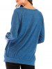 Sweat-shirt Embelli de Bouton à Manches Raglan avec Poche - Bleu S