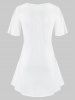 T-shirt Trapèze Fleuri Imprimé de Grande Taille - Blanc L