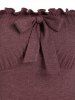 Robe Haute Basse à Epaule Dénudée avec Nœud Papillon - Rouge foncé 3XL