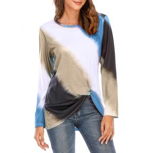 

Tie Dye Front Twist T Shirt, Blue