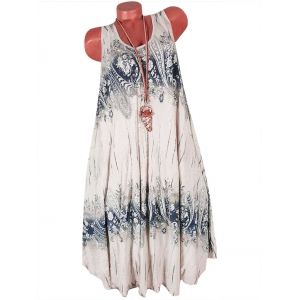 

Paisley Printed Sleeveless Shift Dress, White