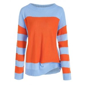 

Plus Size Contrast Two Tone Drop Shoulder Sweater, Multi