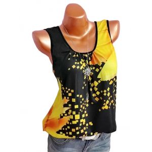 

Plus Size Floral Print Swing Tank Top, Black