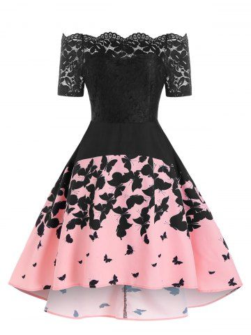 pink butterfly dress womens