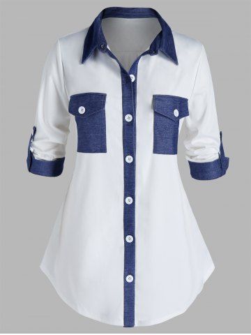 plus size white denim shirt