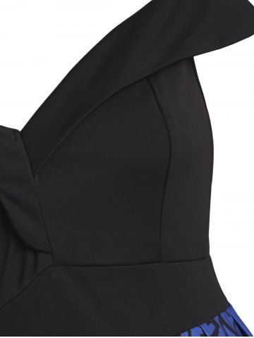 Plus Size Halloween Off The Shoulder Skeleton Print Dress