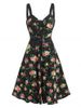 Lace Up Floral Print Mini Cami Dress -  