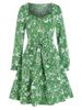 Ditsy Floral Front Pockets Belted Mini Dress -  