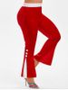 Pantalon Evasé en Velours de Grande Taille - Rouge 4X