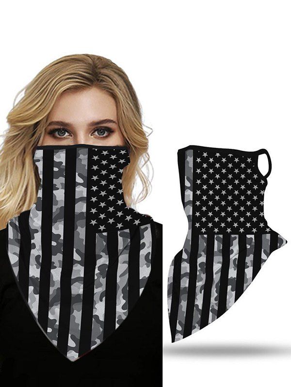 

American Flag Camouflage Print Riding Face Mask Neck Gaiter, Gray
