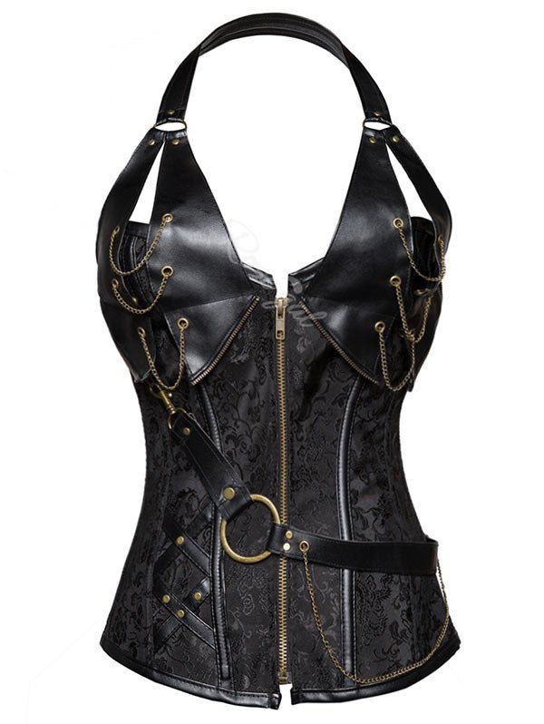

Shapewear Snap-hook Straps Chains Plus Size Corset, Black