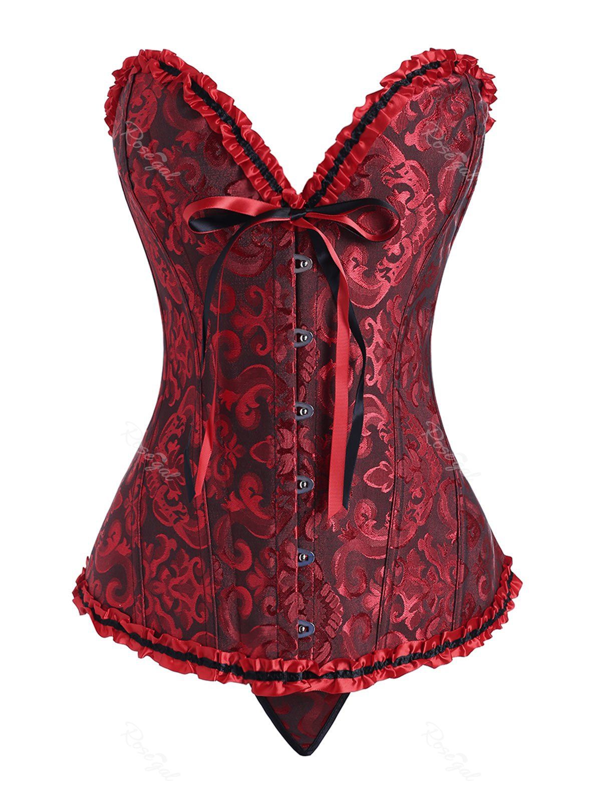 

Plus Size Steel Boned Lace Up Underbust Corset, Deep red