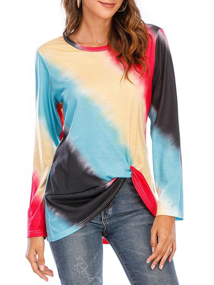

Tie Dye Front Twist T Shirt, Red