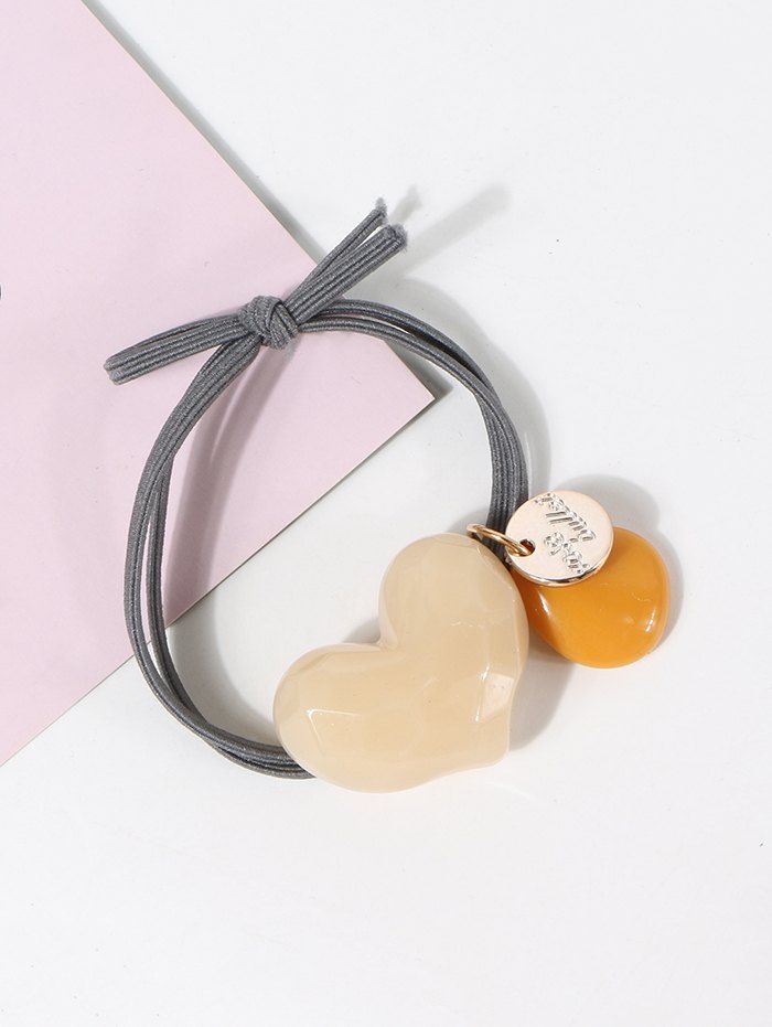 

Heart Shape Pendant Elastic Hair Tie, Beige