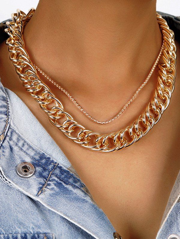 

Alloy Layered Steampunk Necklace, Golden