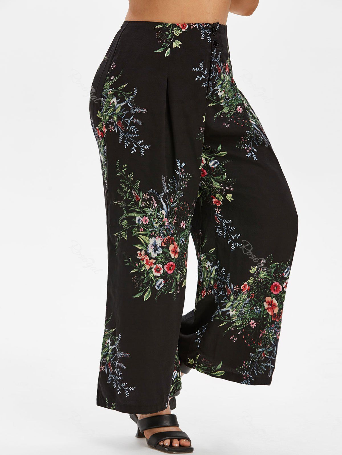 Outfit Plus Size Floral Print Wide Leg Pants  