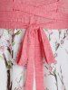 Floral Print Tie Waist Button Asymmetrical Dress -  