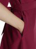 Pure Color Crisscross Mini Shirt Dress -  